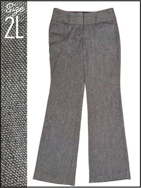 2L EUC (Express) Black & White Long Editor Pants - Herringbone